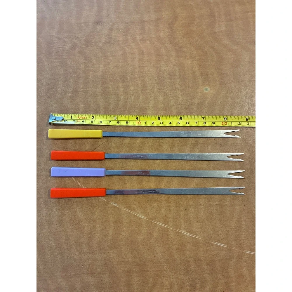 Nevco Fondue Forks Vintage Stainless Steel Japan Set of 4 Multicolor Excellent